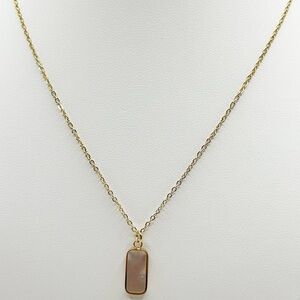 Rectangle Pendant 18k Gold Plated Necklace Dainty Lightweight Jewelry Minimalist